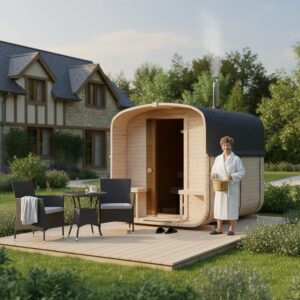 Quadro Sauna für den Garten, moderne Außensauna