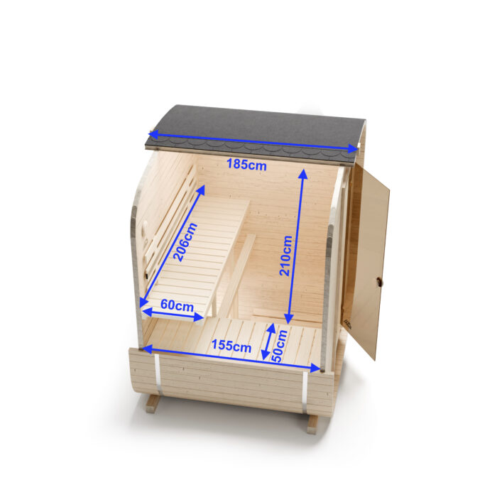 Fasssauna Quadro 185cm Modell 1QL – Bild 3