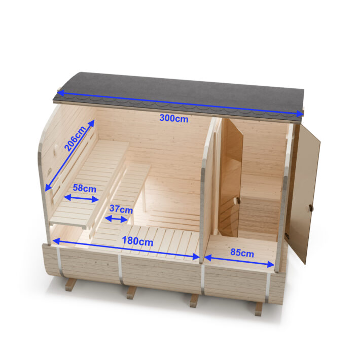 Fasssauna Quadro 300cm Modell 3QS new – Bild 3